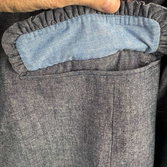 J. Crew Regent Four-Season Chambray Blazer Size 12 Ruffle Trim Striped Lining - Picture 6 of 11